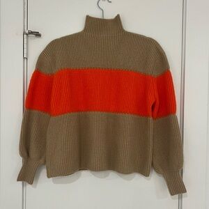 THML Color Block Sweater Orange Brown